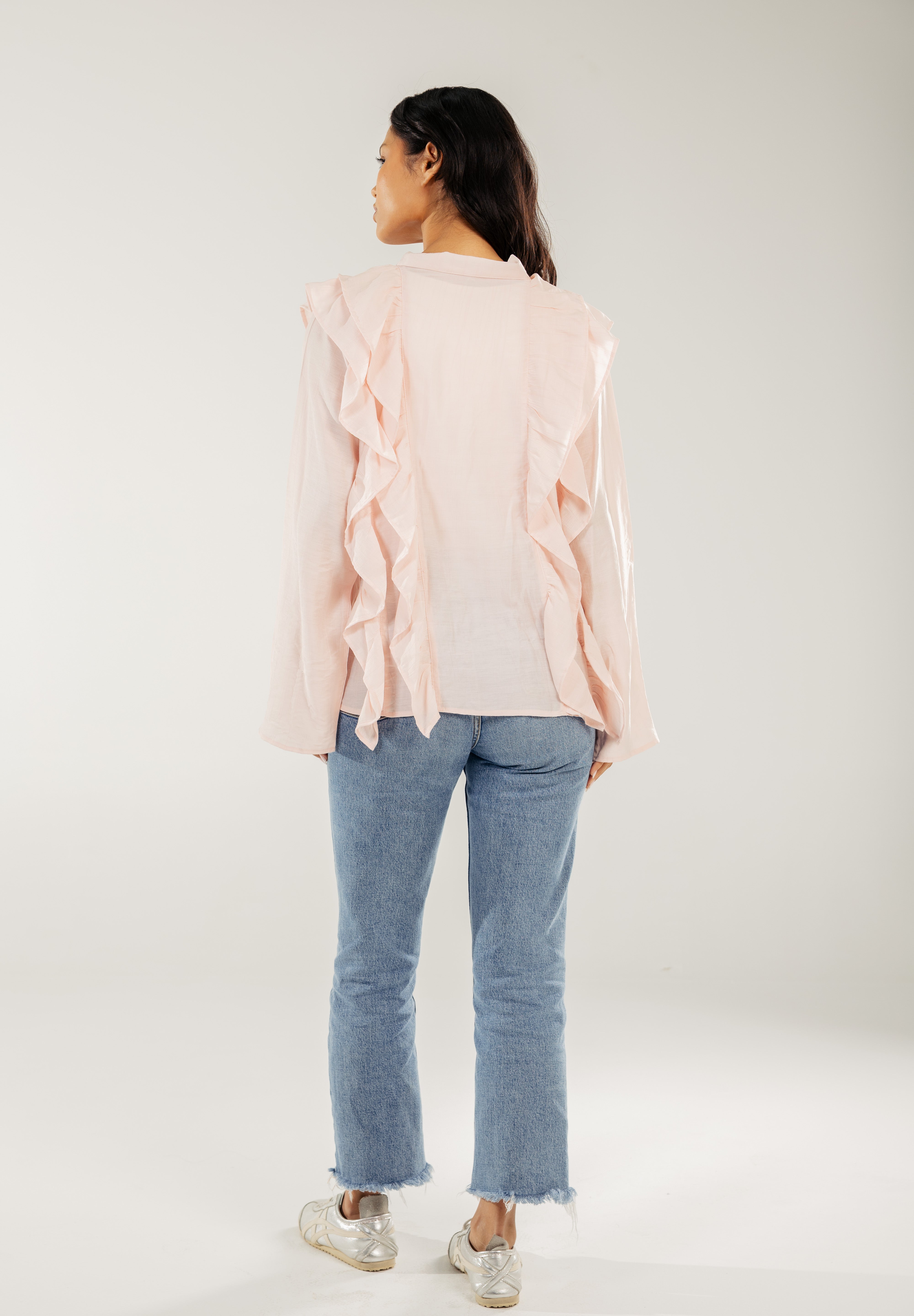Breezy Ruffle Cardigan Pink