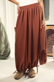 Balloon pants with a waist band and a scarf Orange