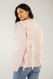 Breezy Ruffle Cardigan Pink