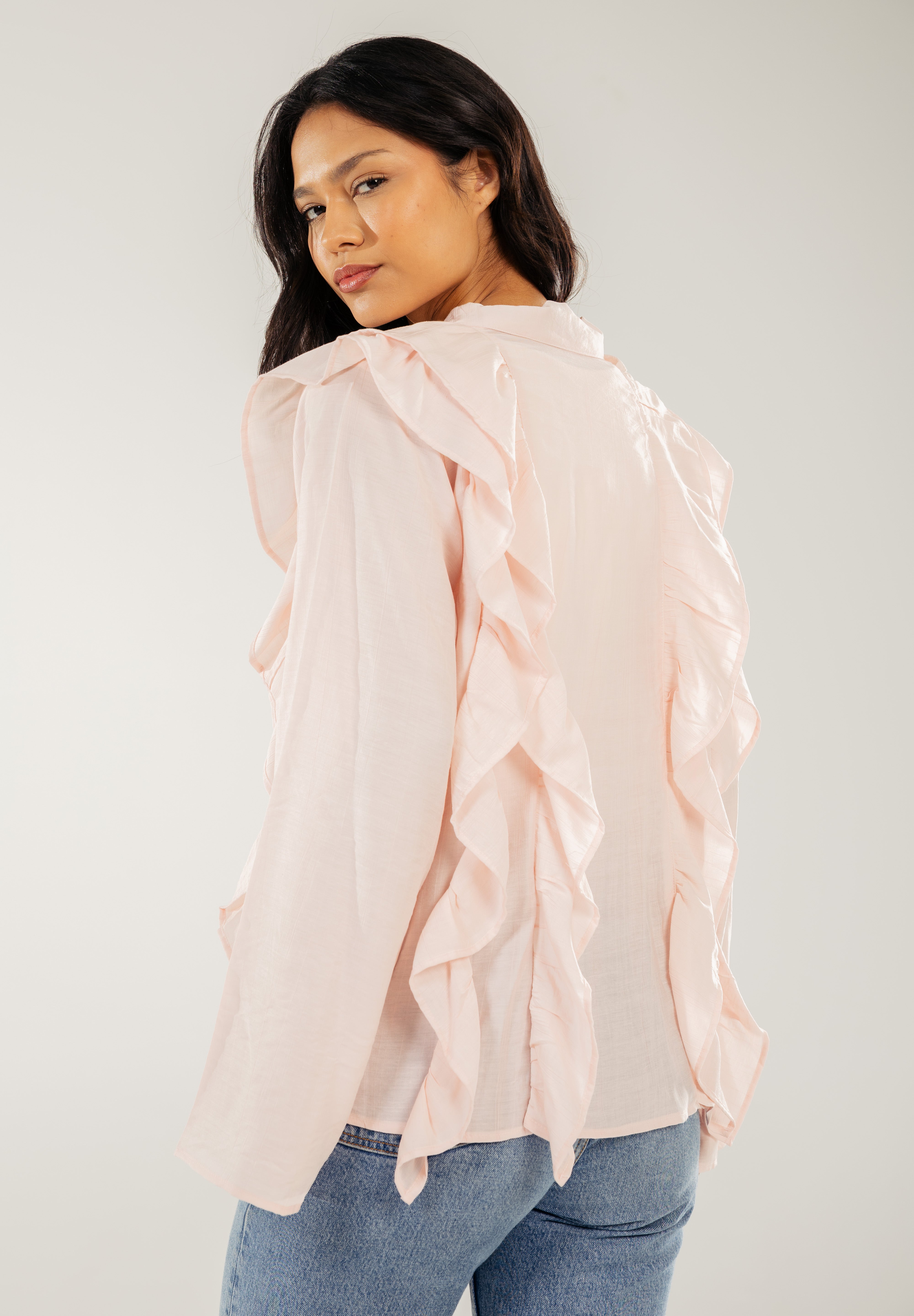 Breezy Ruffle Cardigan Pink
