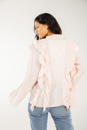 Breezy Ruffle Cardigan Pink