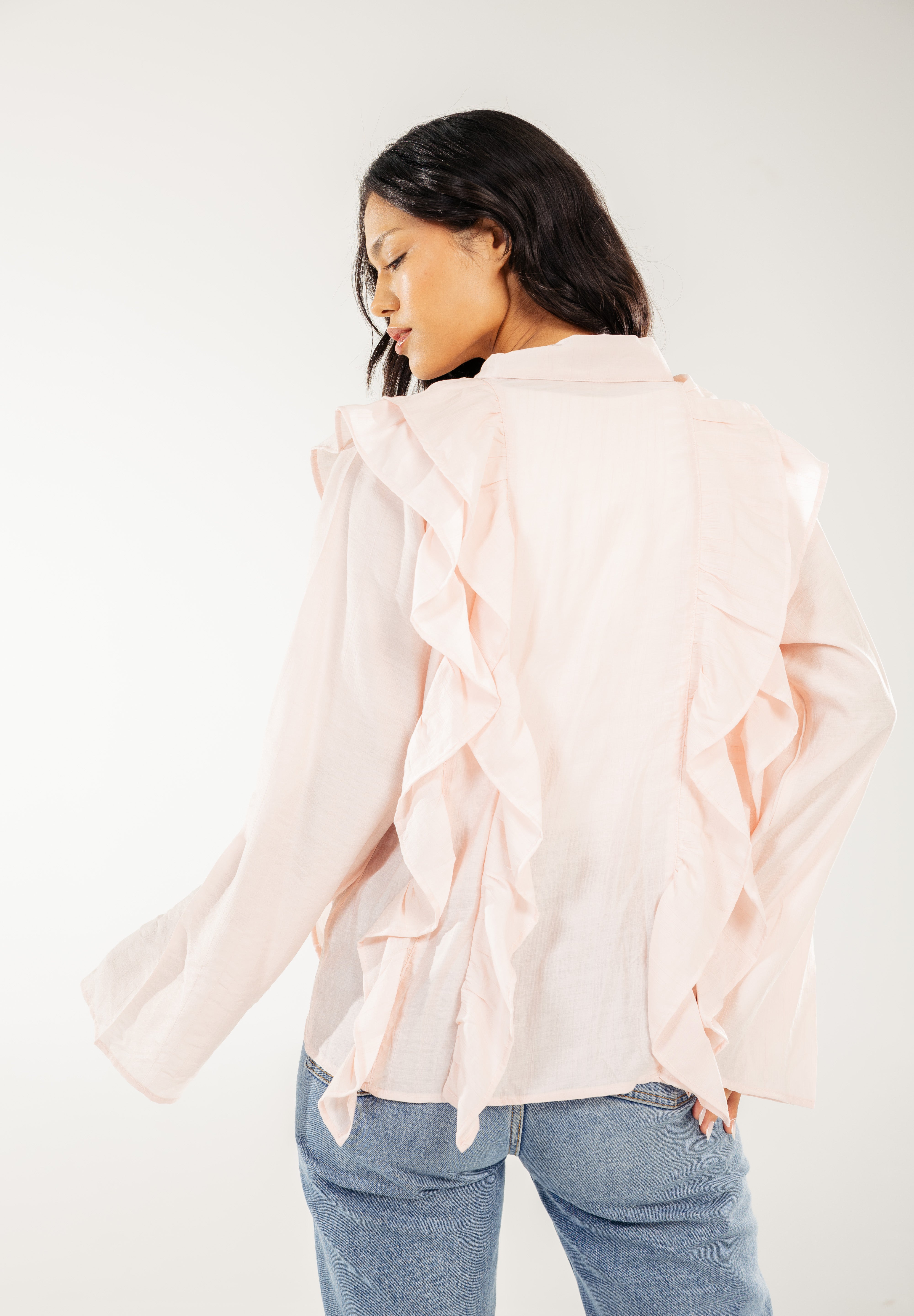 Breezy Ruffle Cardigan Pink