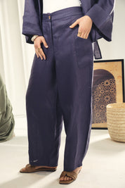 Aslightly Balloon pants with cuts and seams  Indigo blue