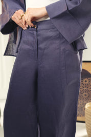 Aslightly Balloon pants with cuts and seams  Indigo blue