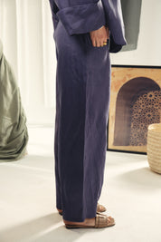 Aslightly Balloon pants with cuts and seams  Indigo blue