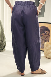 Aslightly Balloon pants with cuts and seams  Indigo blue