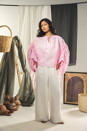 Pink blouse with straw strings