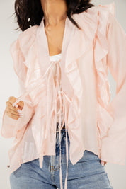 Breezy Ruffle Cardigan Pink