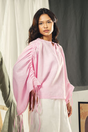 Pink blouse with straw strings