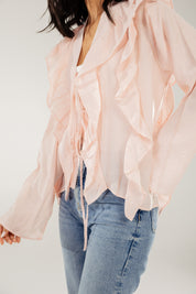 Breezy Ruffle Cardigan Pink