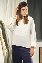 Blazer collars boho blouse White