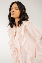 Breezy Ruffle Cardigan Pink