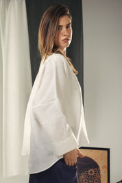 Blazer collars boho blouse White