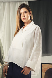 Blazer collars boho blouse White
