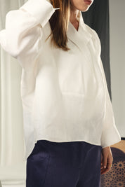 Blazer collars boho blouse White
