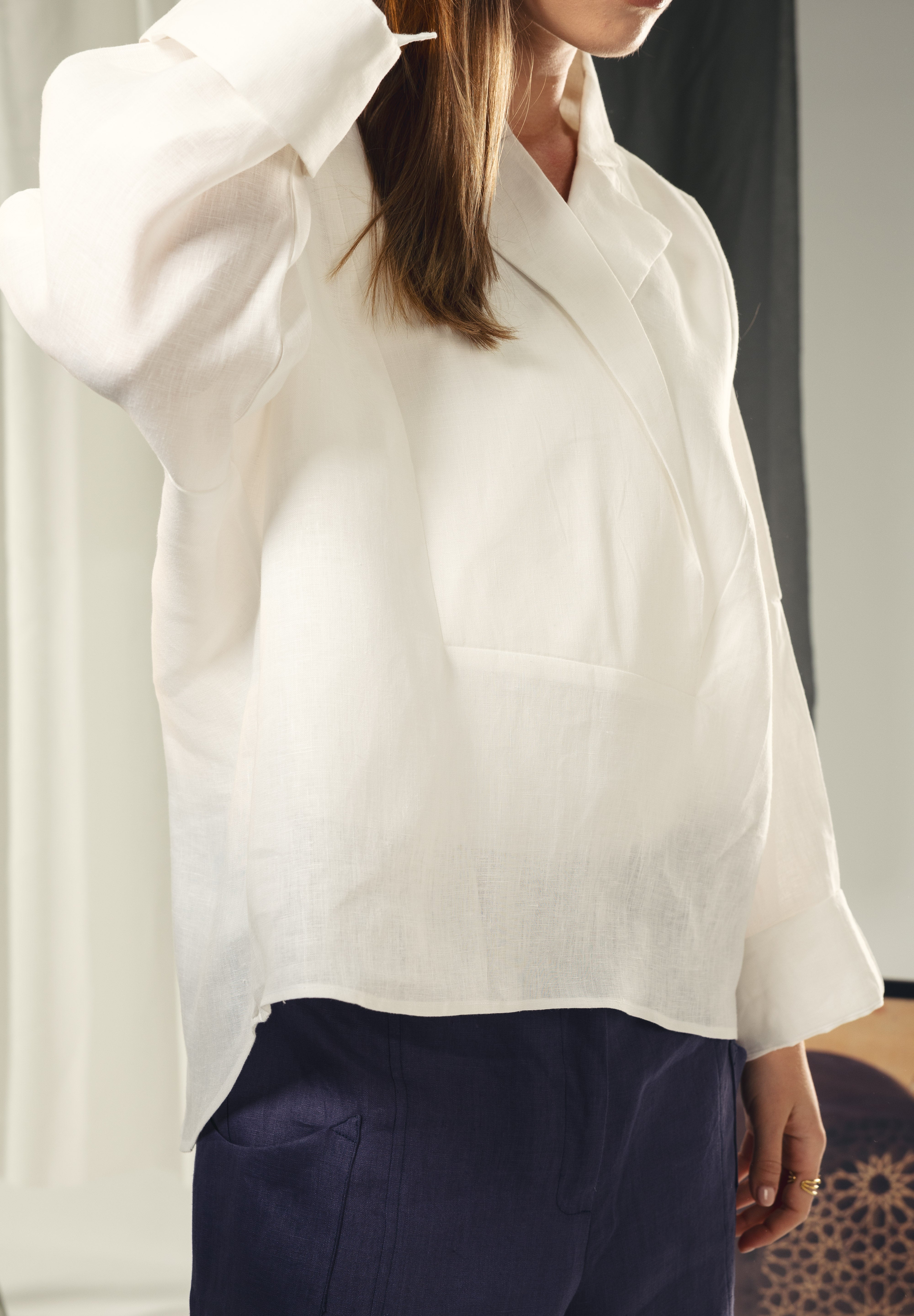 Blazer collars boho blouse White