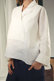 Blazer collars boho blouse White