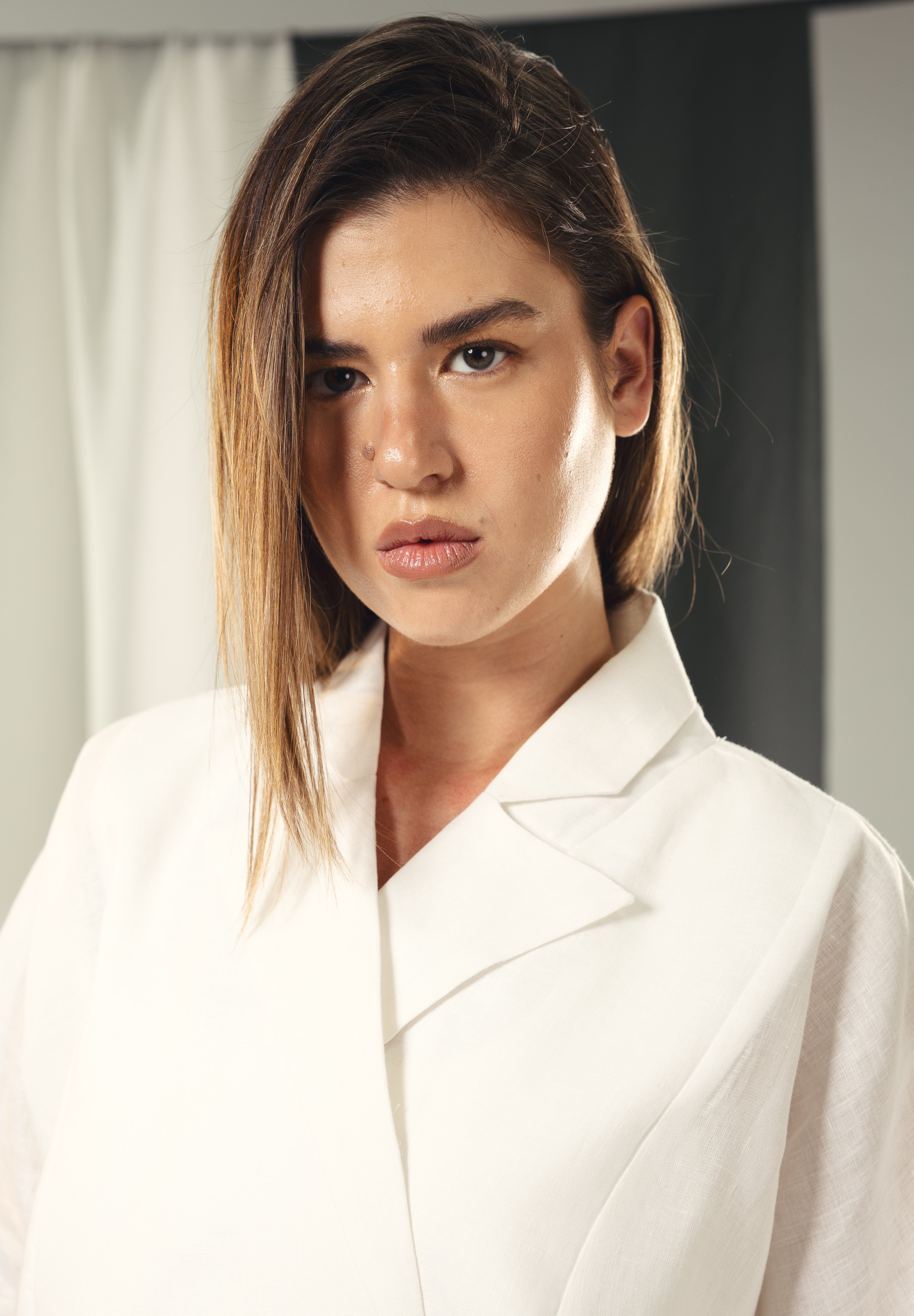 Blazer collars boho blouse White