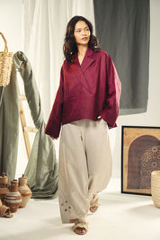 Blazer collars boho blouse Burgundy
