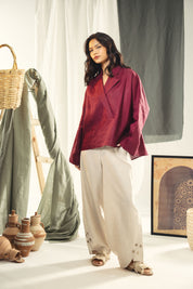 Blazer collars boho blouse Burgundy