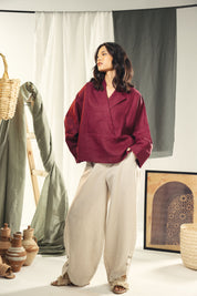 Blazer collars boho blouse Burgundy