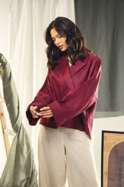 Blazer collars boho blouse Burgundy
