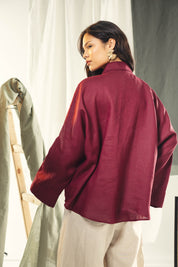 Blazer collars boho blouse Burgundy
