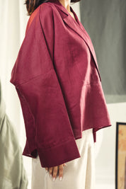 Blazer collars boho blouse Burgundy