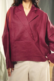 Blazer collars boho blouse Burgundy