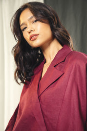 Blazer collars boho blouse Burgundy