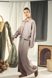 Copra button up shirt with seams and cuts comfy fit Grey
