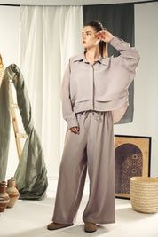 Copra button up shirt with seams and cuts comfy fit Grey