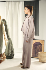 Copra button up shirt with seams and cuts comfy fit Grey
