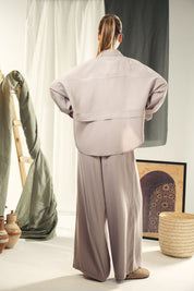 Copra button up shirt with seams and cuts comfy fit Grey