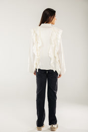 Breezy Ruffle Cardigan WHITE