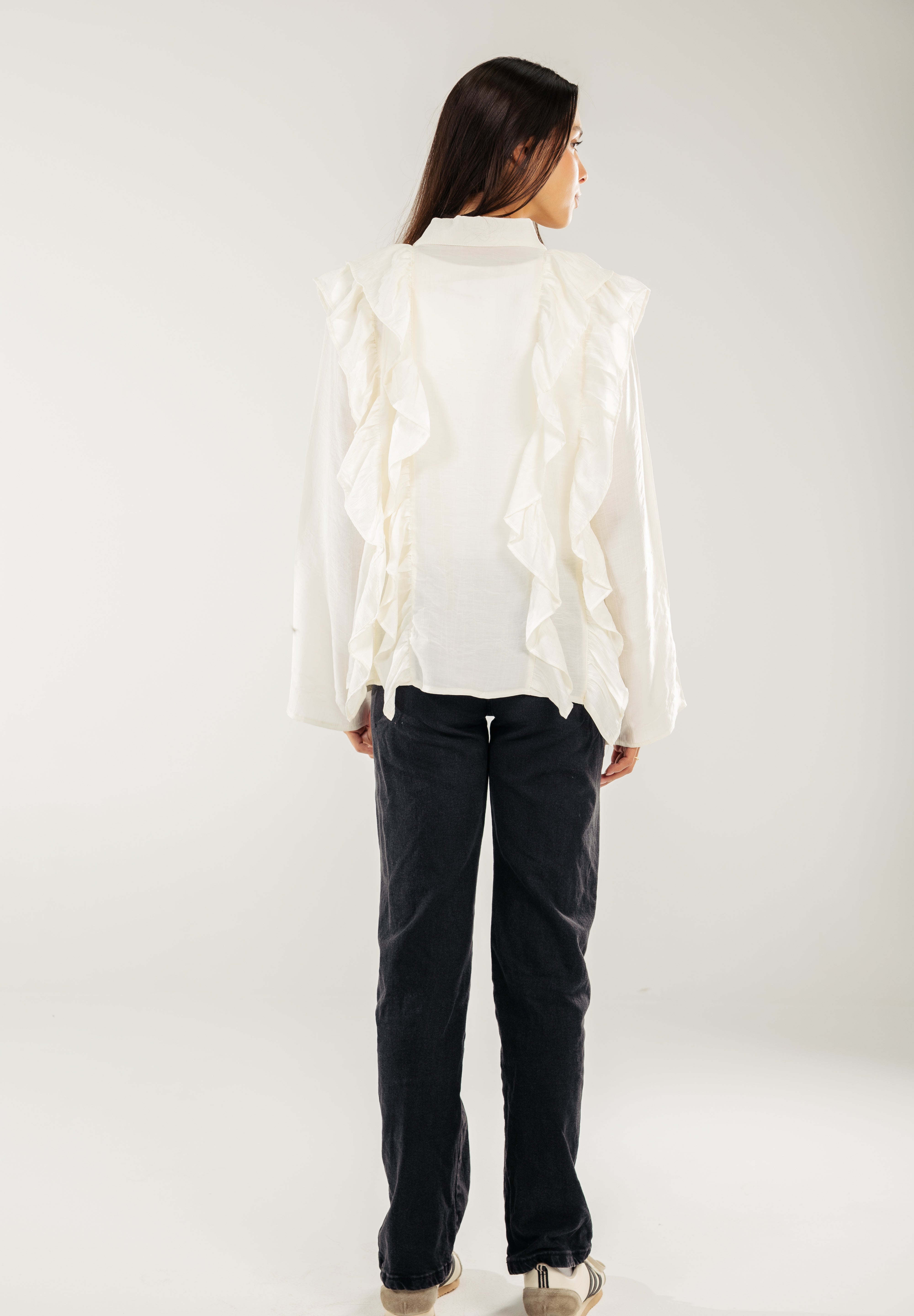 Breezy Ruffle Cardigan WHITE