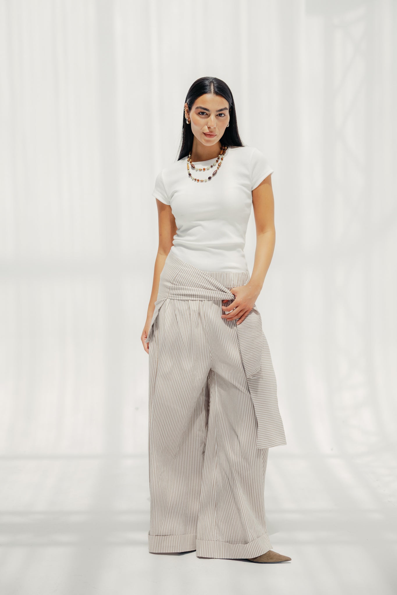 The Sunset Pants White & Cafe