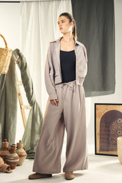 Copra button up shirt with seams and cuts comfy fit Grey