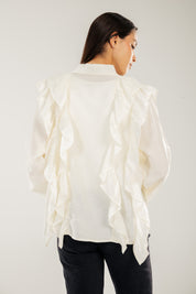 Breezy Ruffle Cardigan WHITE
