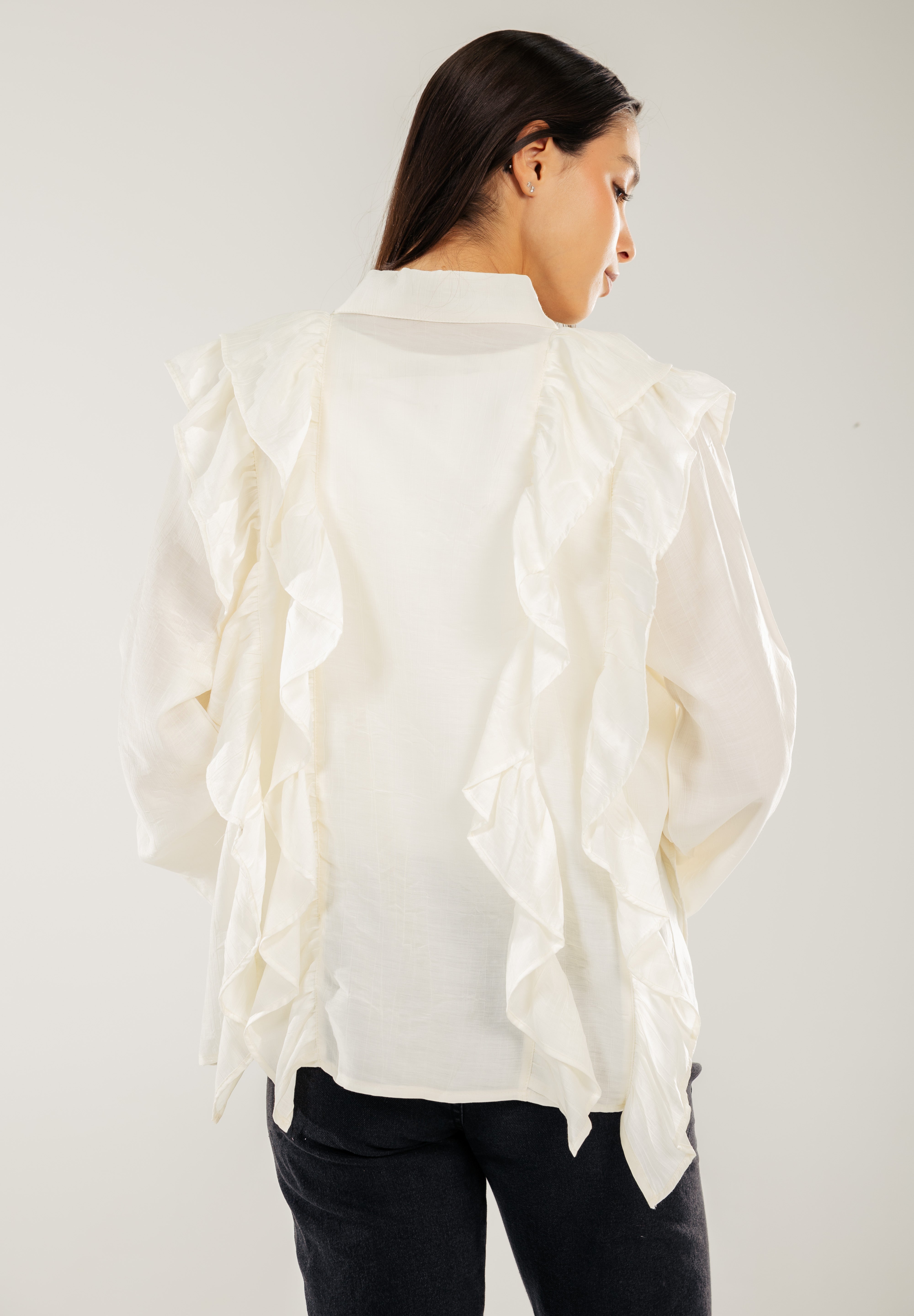 Breezy Ruffle Cardigan WHITE