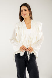 Breezy Ruffle Cardigan WHITE