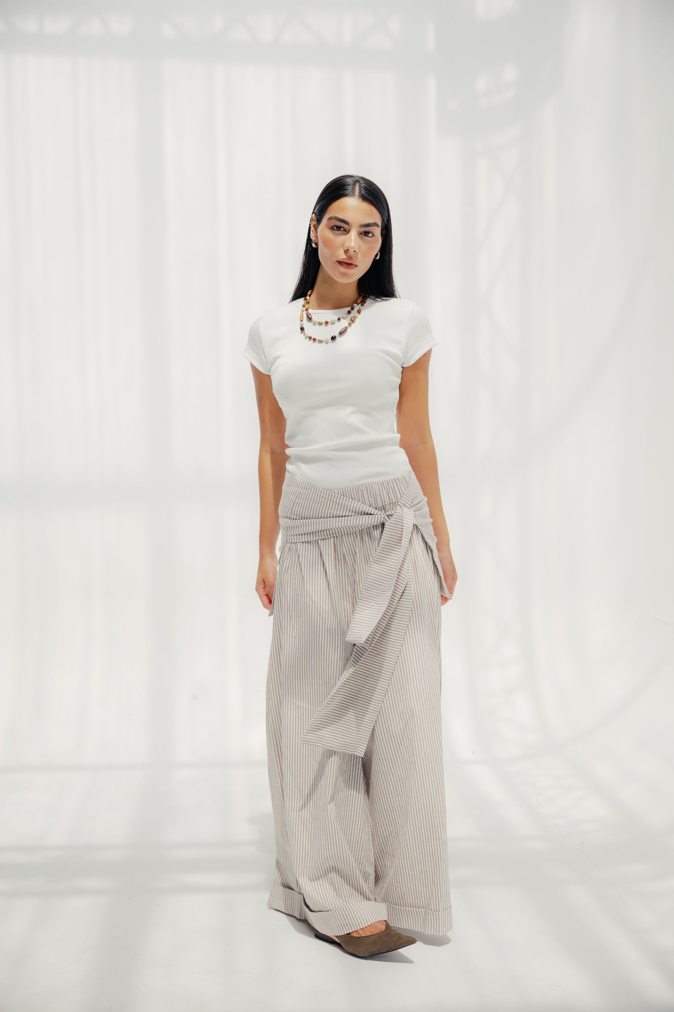 The Sunset Pants White & Cafe