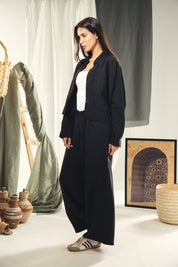 Copra button up shirt with seams and cuts comfy fit Black