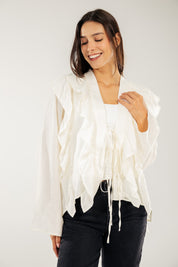 Breezy Ruffle Cardigan WHITE