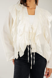 Breezy Ruffle Cardigan WHITE
