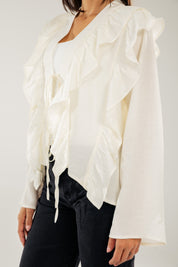Breezy Ruffle Cardigan WHITE
