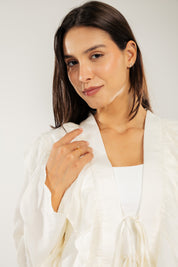 Breezy Ruffle Cardigan WHITE