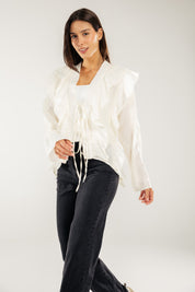 Breezy Ruffle Cardigan WHITE