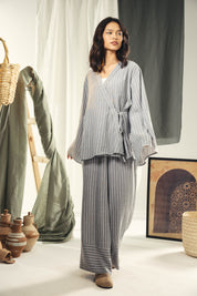 striped wide leg pants Grey