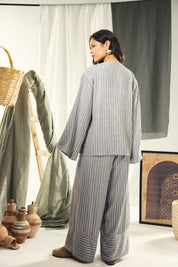 striped wide leg pants Grey